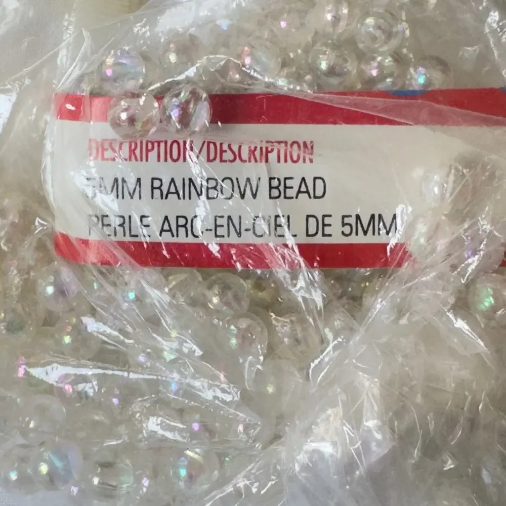 Mixed Lot Rainbow Pearl White Clear Glass Seed Beads Westrim Crafts 80 grams 5mm
